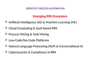 Robotic Process Automation Basics concepts | PPTX