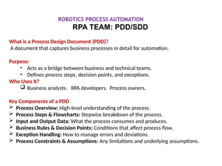 Sdd Rpa Examples Robotic Process Automation Basics concepts | PPTX