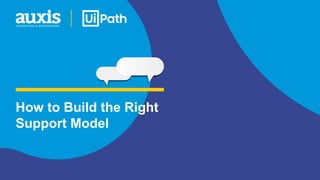 How to Build the Right
Support Model
 