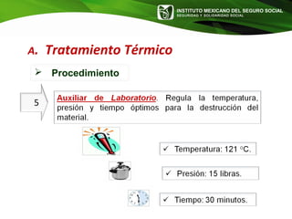 INSTITUTO MEXICANO DEL SEGURO SOCIAL
SEGURIDAD Y SOLIDARIDAD SOCIAL
5
A. Tratamiento Térmico
 Procedimiento
 