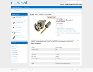 Rp bnc male connector crimp solder