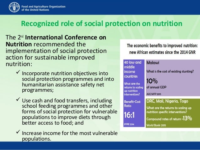 Recognized role of social protection on nutrition
The 2nd
International Conference on
Nutrition recommended the
implementa...