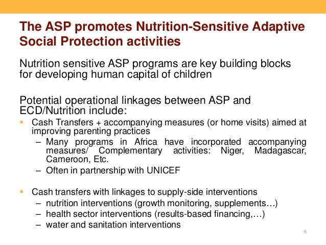 The ASP promotes Nutrition-Sensitive Adaptive
Social Protection activities
Nutrition sensitive ASP programs are key buildi...