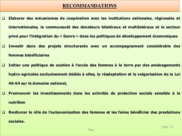 RECOMMANDATIONS
 Elaborer des mécanismes de coopération avec les institutions nationales, régionales et
internationales, ...