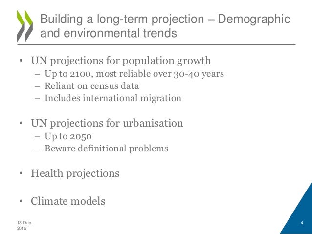 • UN projections for population growth
– Up to 2100, most reliable over 30-40 years
– Reliant on census data
– Includes in...
