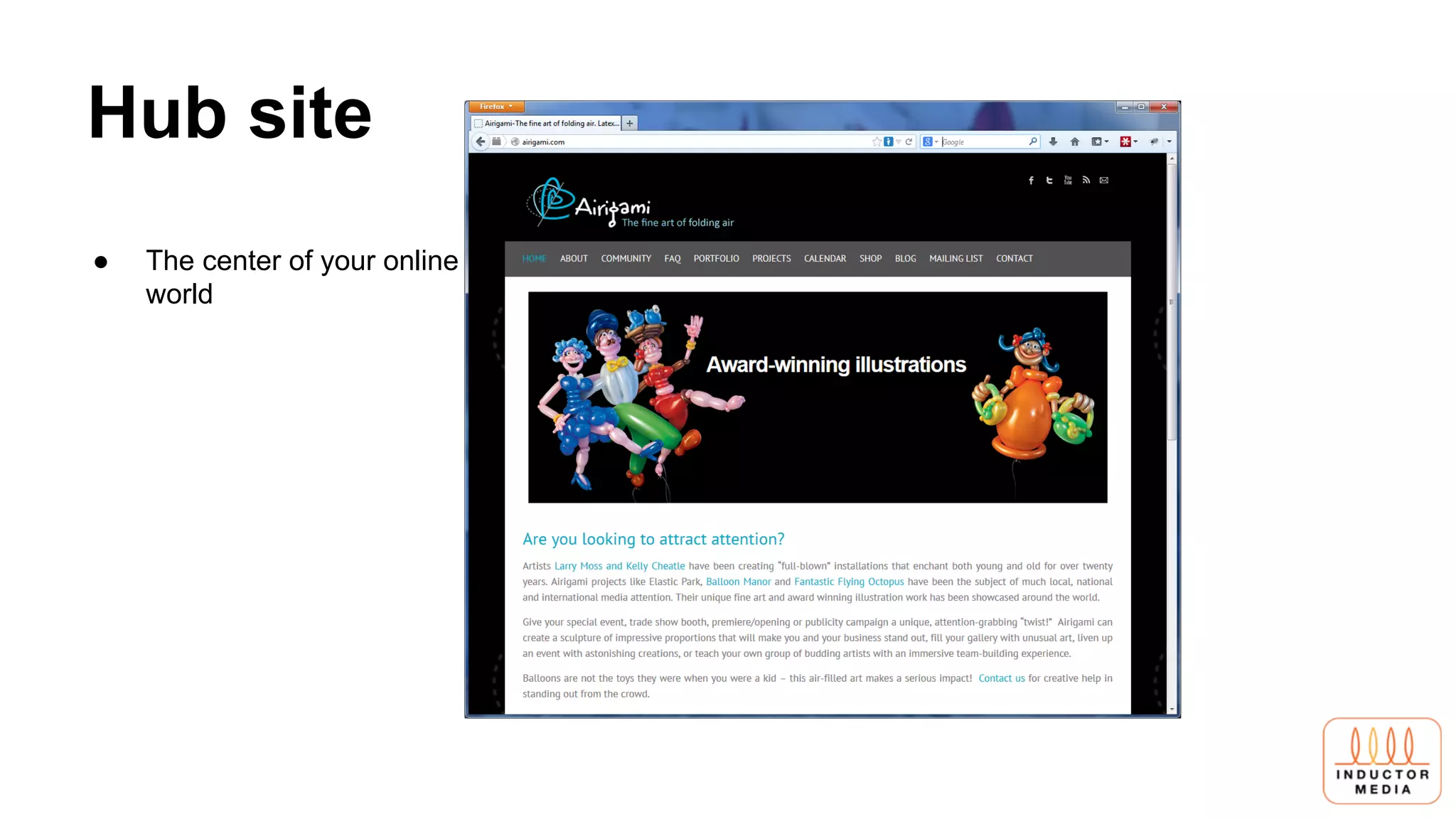 Hub site
● The center of your online
world
 