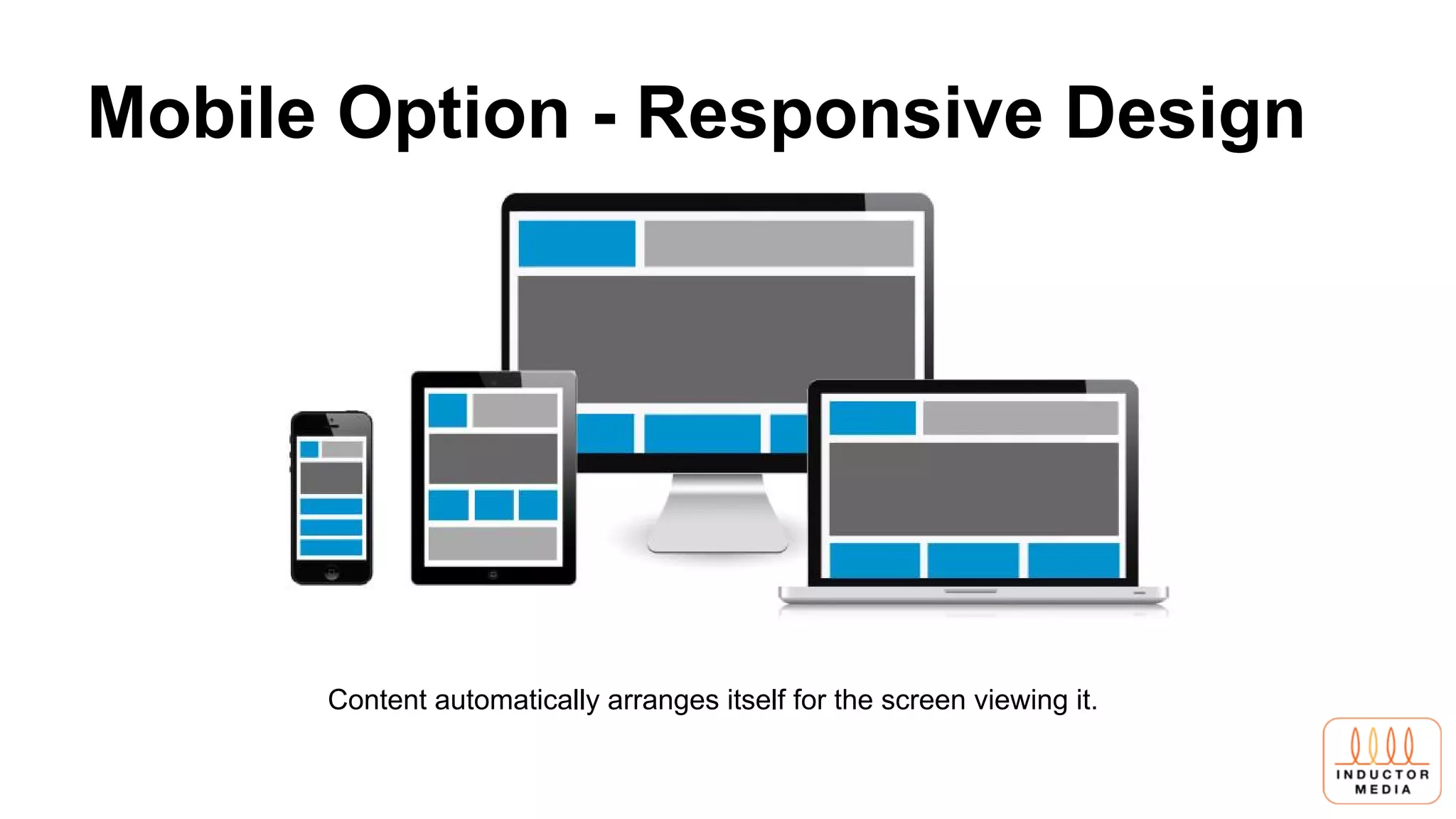 Mobile Option - Responsive Design
Content automatically arranges itself for the screen viewing it.
 