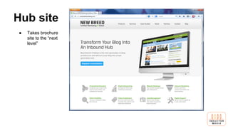 Hub site
● Takes brochure
site to the “next
level”
 