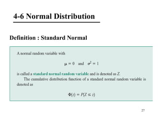27
4-6 Normal Distribution
Definition : Standard Normal
 