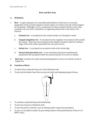 Resting Part Design removable partial denture | PDF