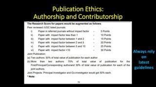 Publication Ethics:
Authorship and Contributorship
Always rely
on
latest
guidelines
 
