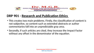 Comprehensive Guide to Research Metrics and Publication Ethics in ...