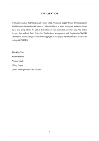 Research Project - Demonetization and optimum Distribution of Currency ...
