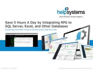 Sql Rpg Save 5 Hours a Day by Integrating RPG to SQL Server, Excel, and Other ...