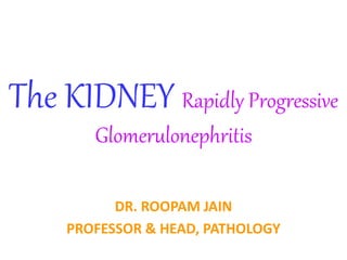 The KIDNEY Rapidly Progressive
Glomerulonephritis
DR. ROOPAM JAIN
PROFESSOR & HEAD, PATHOLOGY
 
