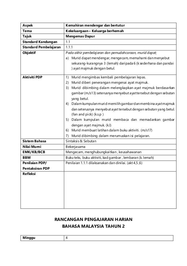 Rancangan Pengajaran Harian Tahun 2 Bm 2018 Pdf - Mobile Legends