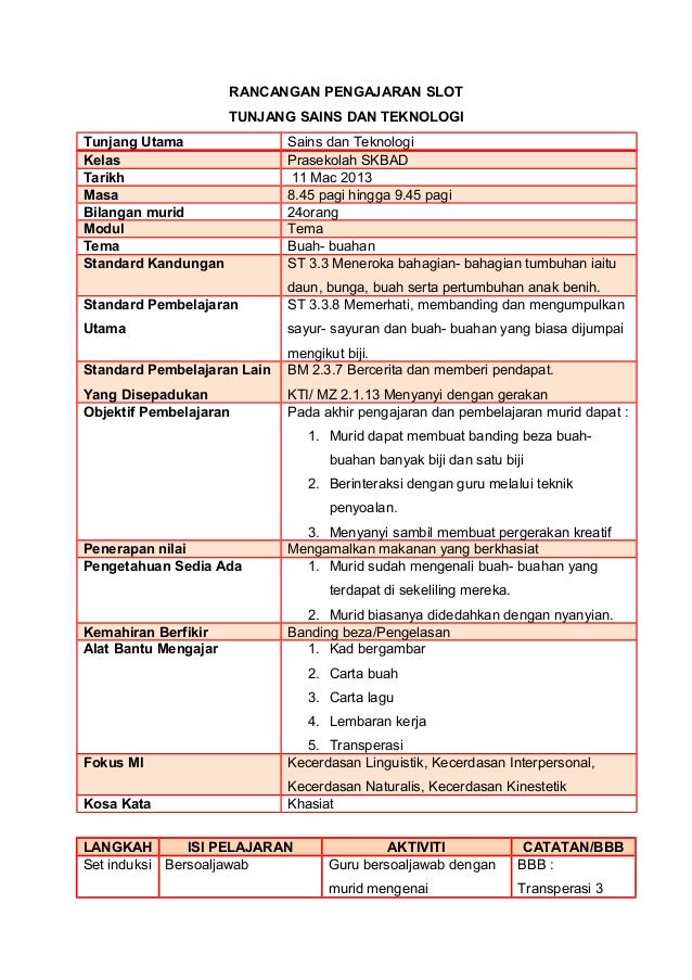 Rancangan pengajaran slot tunjang komunikasi