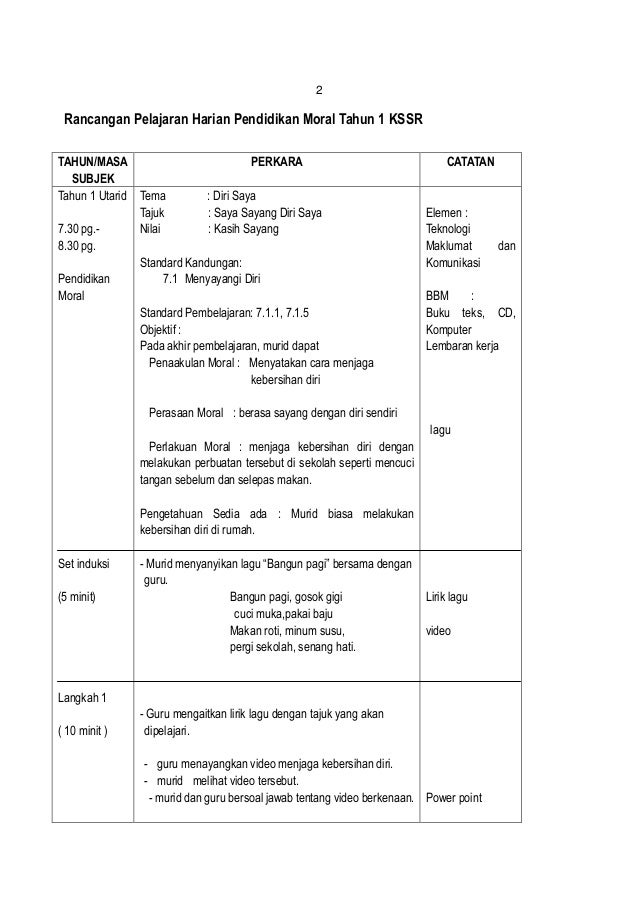 Rph pendidikan moral th 1