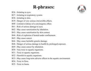 R phrases and S phrases