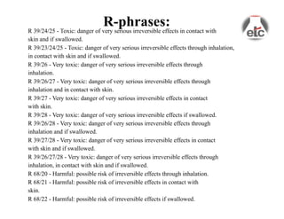 R phrases and S phrases