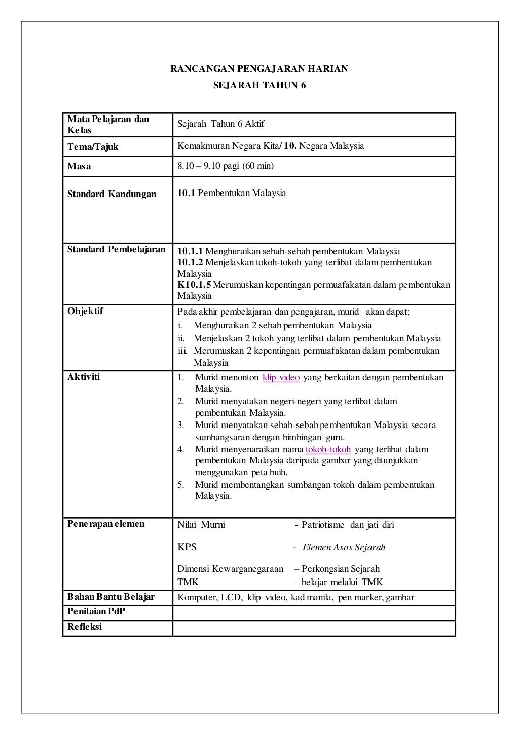 Rph sejarah tahun 6