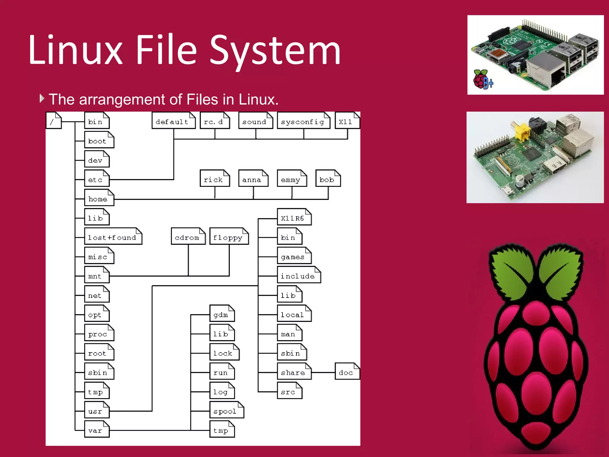 Linux File System 
The arrangement of Files in Linux. 
 