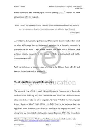 Sociolinguistics linguistic relativity | PDF