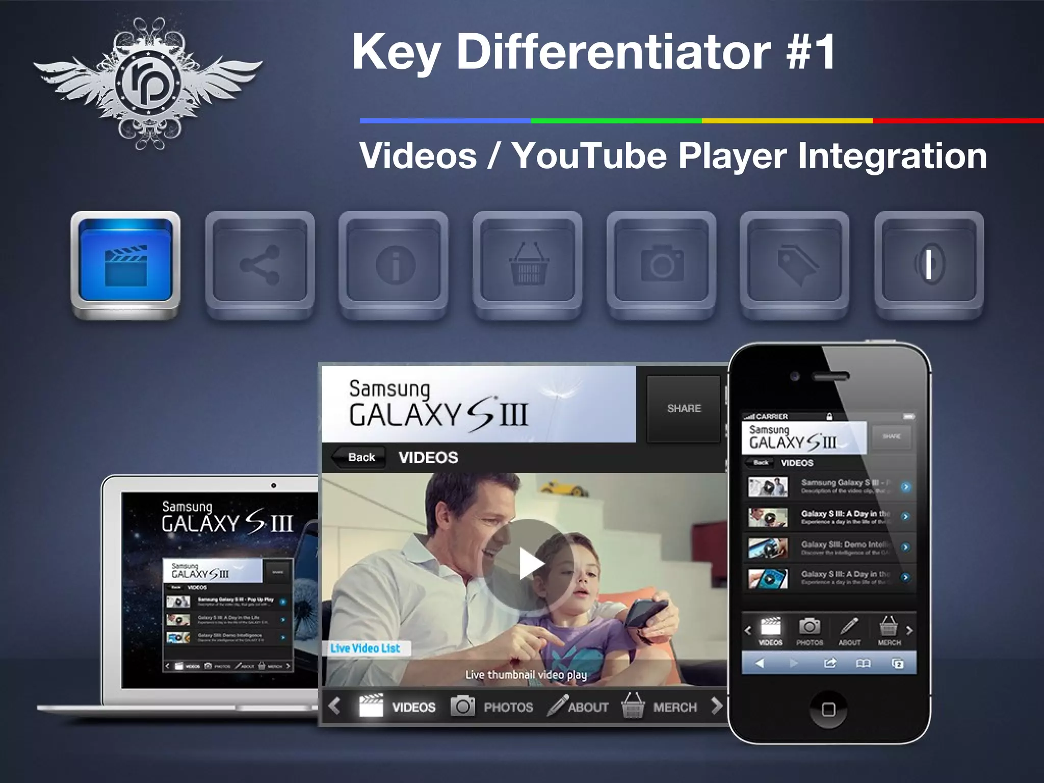 Key Differentiator #1
Videos / YouTube Player Integration


                               I
 