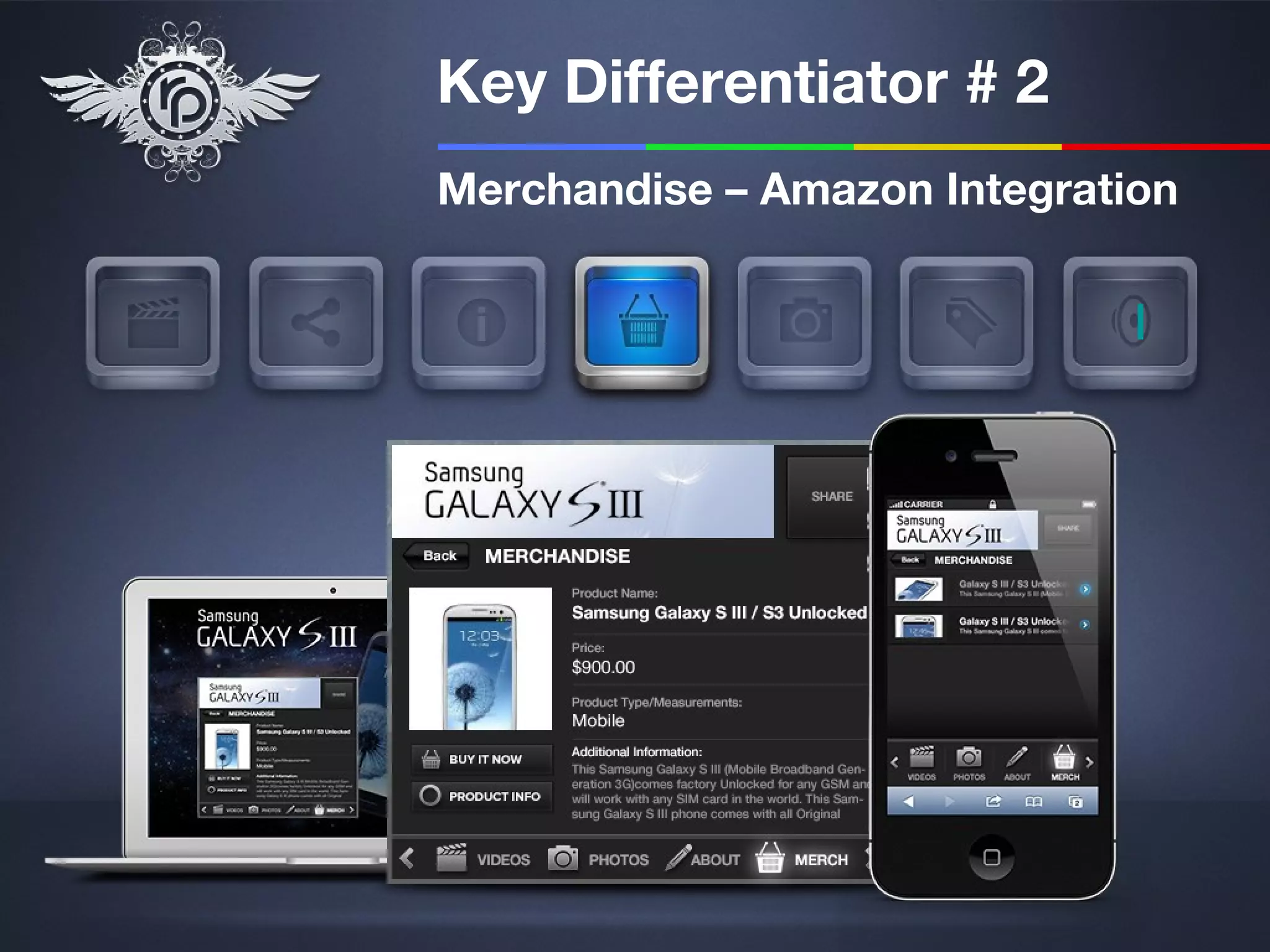 Key Differentiator # 2
Merchandise – Amazon Integration


                             1
 