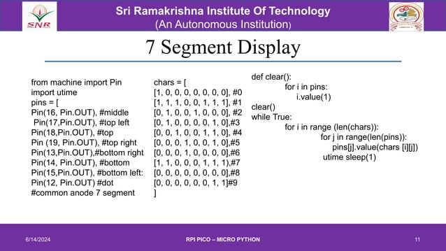 rpi PICO micro python - SENSORS interfacing | PPT