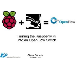 Steve Roberts
Turning the Raspberry Pi
into an OpenFlow Switch
+ =
 