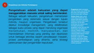 1 Pengetahuan dan Aktivitas Pembelajaran
Pengetahuan adalah kekuatan yang dapat
menggerakkan manusia untuk saling berinteraksi.
Sebagai sebuah kekuatan, pengetahuan memerlukan
pengelolaan yang sistematis sesuai dengan tujuan
individu maupun organisasi. Pengelolaan tersebut
disebut knowledge management, yang dideﬁnisikan
sebagai suatu proses yang dapat menolong organisasi
m e n e m u k a n , m e m i l i h , m e n y e b a r k a n , d a n
memindahkan informasi yang penting dan diperlukan
untuk berbagai aktivitas seperti penyelesaian masalah,
proses pembelajaran yang dinamis, serta strategi
perencanaan dan pengambilan keputusan.
Pengetahuan adalah serangkaian
data dan informasi yang memiliki nilai
dan prinsip untuk dapat digunakan
dan bermanfaat dalam kehidupan.
Gerakan Sosial adalah sebuah
inisiatif yang berkelanjutan yang
bergerak pada tataran perubahan
kebijakan khususnya dalam aspek
pemenuhan hak-hak dasar,
perdamaiaan dan resolusi konflik,
tata kelola pemerintahan,
pengelolaan sumber daya alam dan
kebencanaan, dan keterbukaan
informasi. Katahati Institute
memandang proses ini akan berjalan
maksimal apabila dilakukan dengan
pendekatan yang berbasis
kerakyatan, model dan modalitas,
kepedulian serta berbagi dengan
memperkuat kelompok- kelompok
kritis masyarakat yang akan menjadi
mediator perubahan.
 