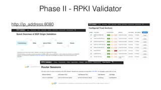 Phase II - RPKI Validator
http://ip_address:8080
 