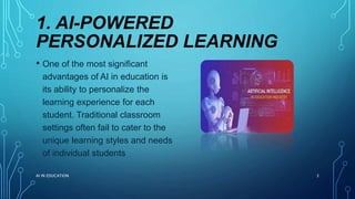 Role of Artificial Intelligence in Education | PPTX