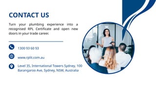 RPL for Plumbing – Get Certified Through RPL Australia | PPTX