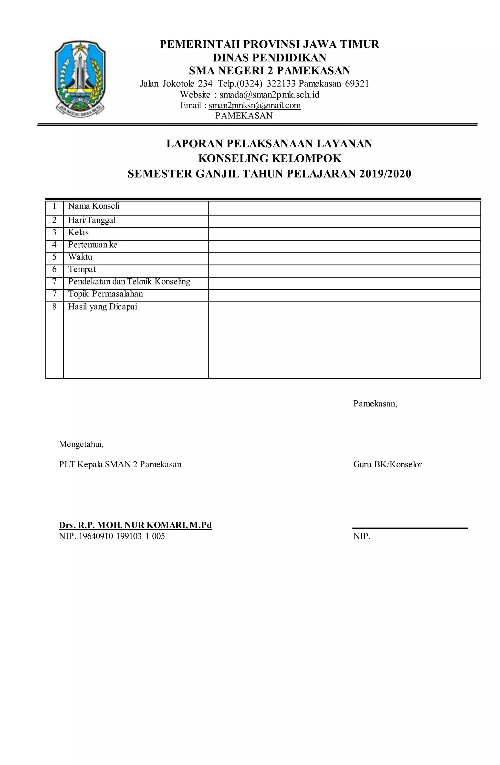 Contoh RPL Konseling Kelompok dan Laporan Konseling Kelompok | DOCX