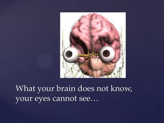 What your brain does not know,
your eyes cannot see…
 