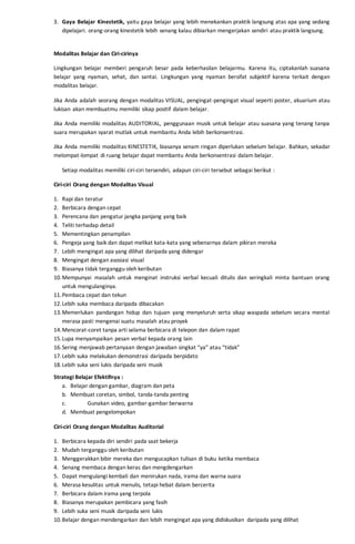 Rpl strategi belajar sesuai gaya belajar | PDF