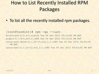 Red Hat Rpm RPM (Red Hat Package Manager) | PPTX