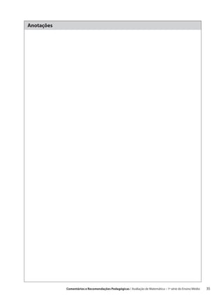 Anotações




            Comentários e Recomendações Pedagógicas / Avaliação de Matemática – 1ª série do Ensino Médio     35
 