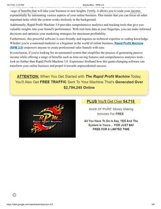 Rapid Profit Machine (RPM 3.0) | PDF