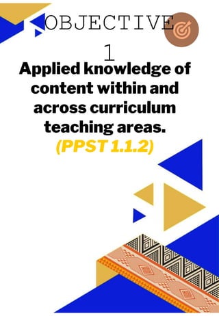 JUAN A. DELA CRUZ
JUAN A. DELA CRUZ
Applied knowledge of
content within and
across curriculum
teaching areas.
(PPST 1.1.2)
OBJECTIVE
1
 