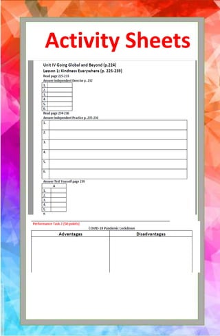 Activity Sheets
 
