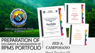 PREPARATION OF
DOCUMENTS & ORGANIZATION OF
RPMS PORTFOLIO
JED A.
CAMPOSANO
 