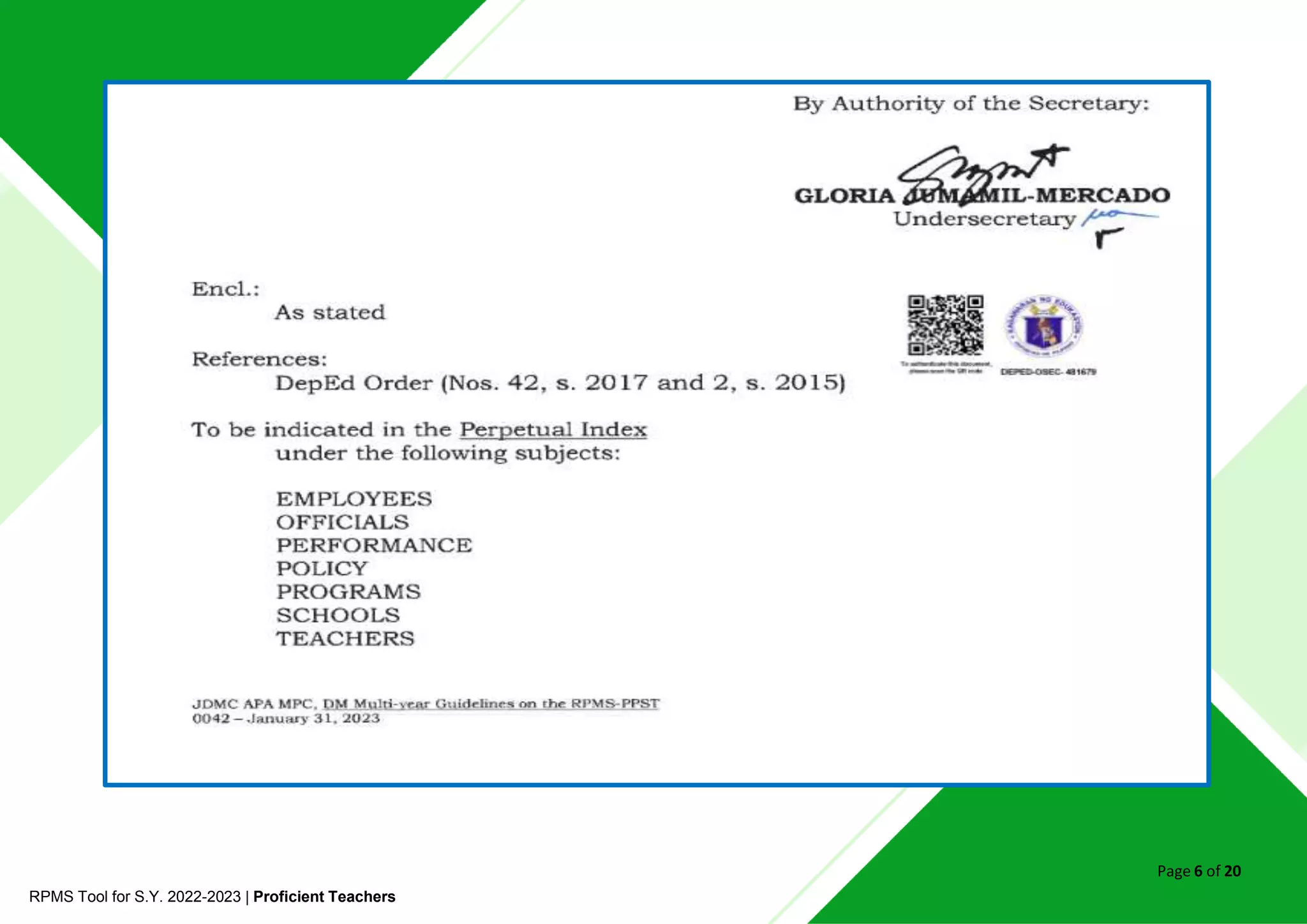 Rpms tool for proficient teachers sy 2022 2023 2 pptx
