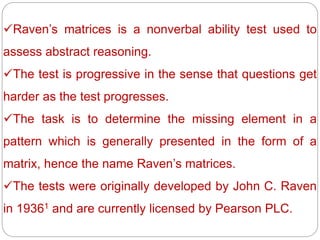 Ravens progressive matrices test | PPT