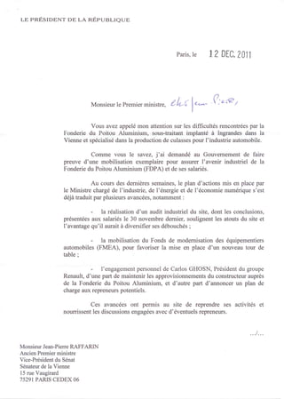 Lettre de Nicolas Sarkozy