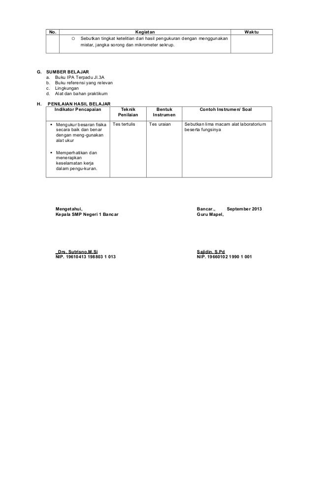 Rpp 1.3.melakukan pengukuran dasar secara teliti dengan 