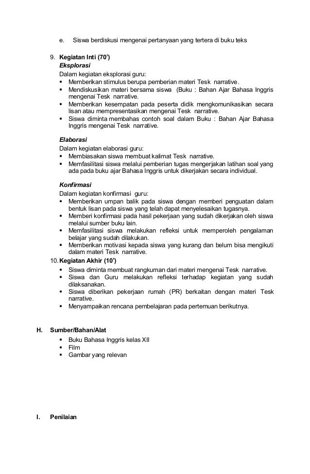 RPP BAHASA INGGRIS XII SMT 1 2013