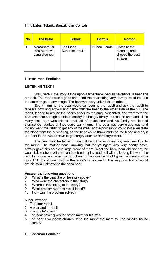 Contoh narrative text bahasa inggris beserta terjemahannya 